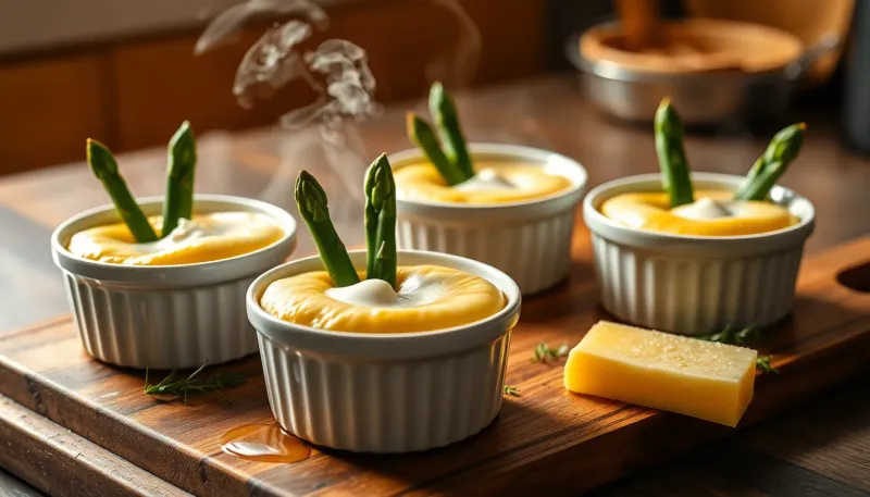 Asperges vertes en cocotte : la recette gourmande d'œufs au four avec crème fraîche