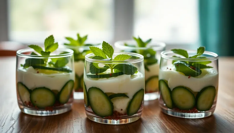 Concombre, fromage de chèvre et menthe : un apéritif printanier sans cuisson en verrine