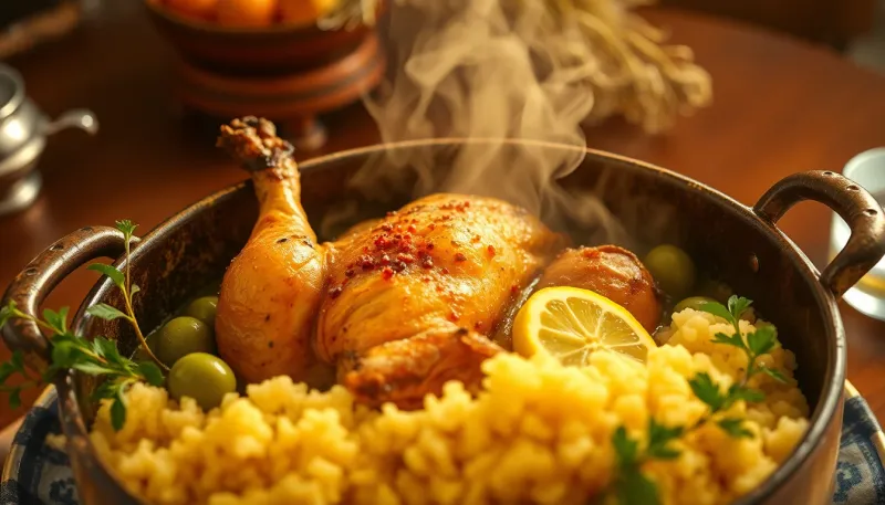 Cuisine Marocaine : Poulet aux olives et citron confit en cocotte